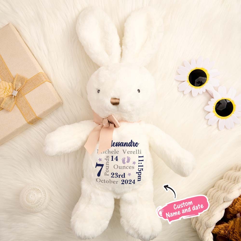 Personalized Bunny Rabbit Plush Stuffed Toy Gift for Children -