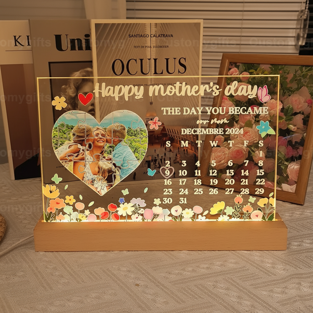 THE DAY YOU BECAME our mom - Personalized LED Frame Box for Mother's Day