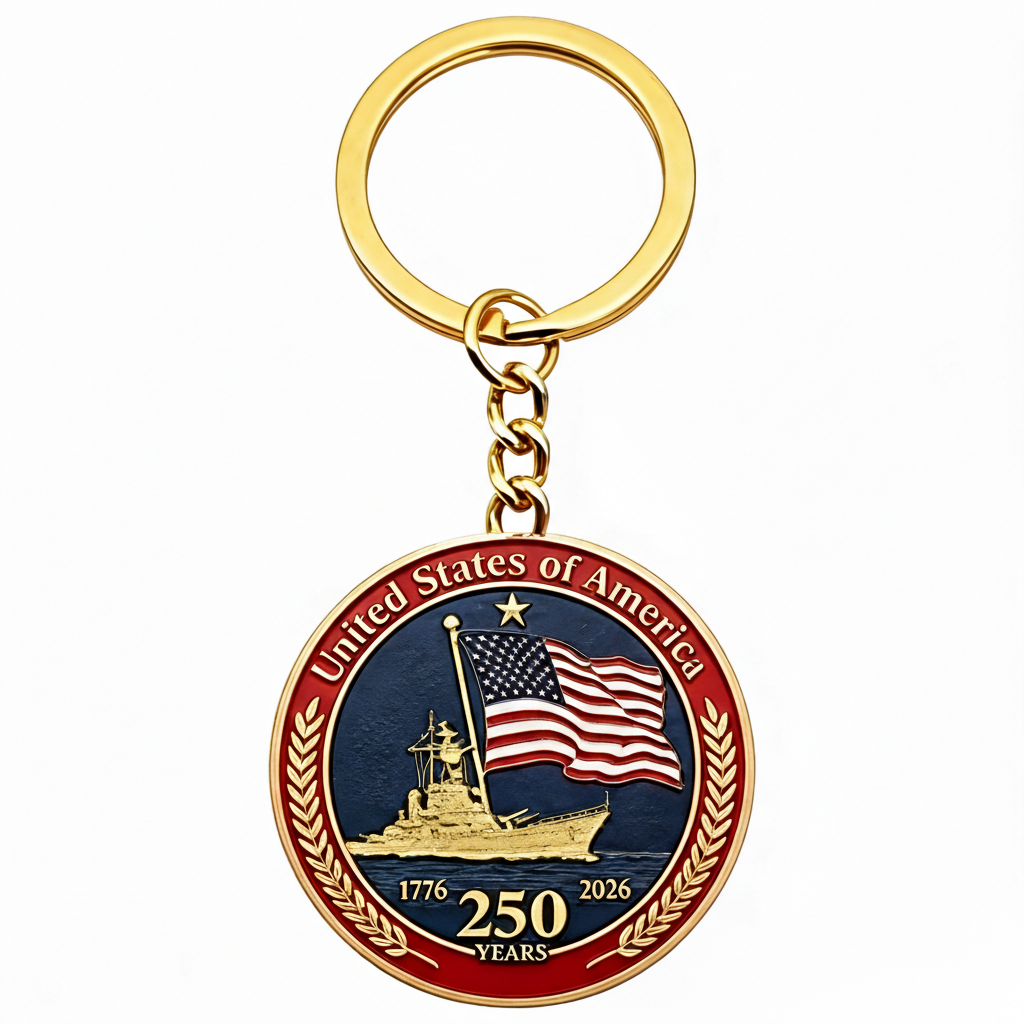 250th Anniversary Challenge Coin Keychain,Patriotic American History Collectible Keyring Gift