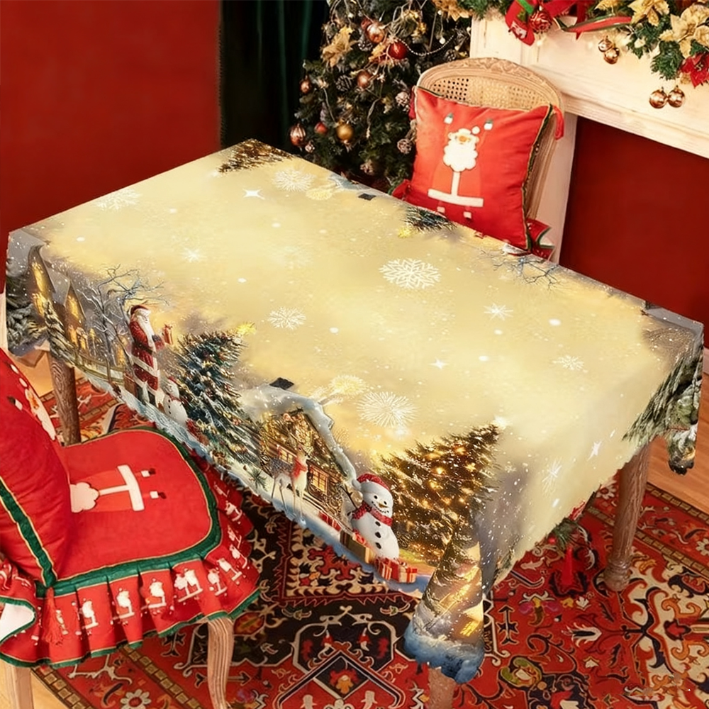 Christmas New Arrival Tablecloth, Digital Printed Festive Dining Table Cover, Holiday Home Decoration - MySpotifyGlass