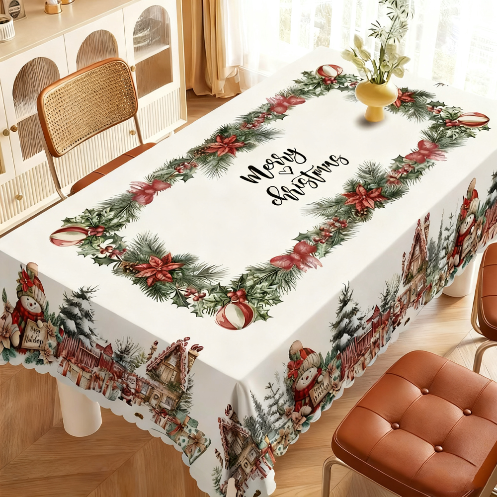 Christmas New Arrival Tablecloth, Digital Printed Festive Dining Table Cover, Holiday Home Decoration - MySpotifyGlass
