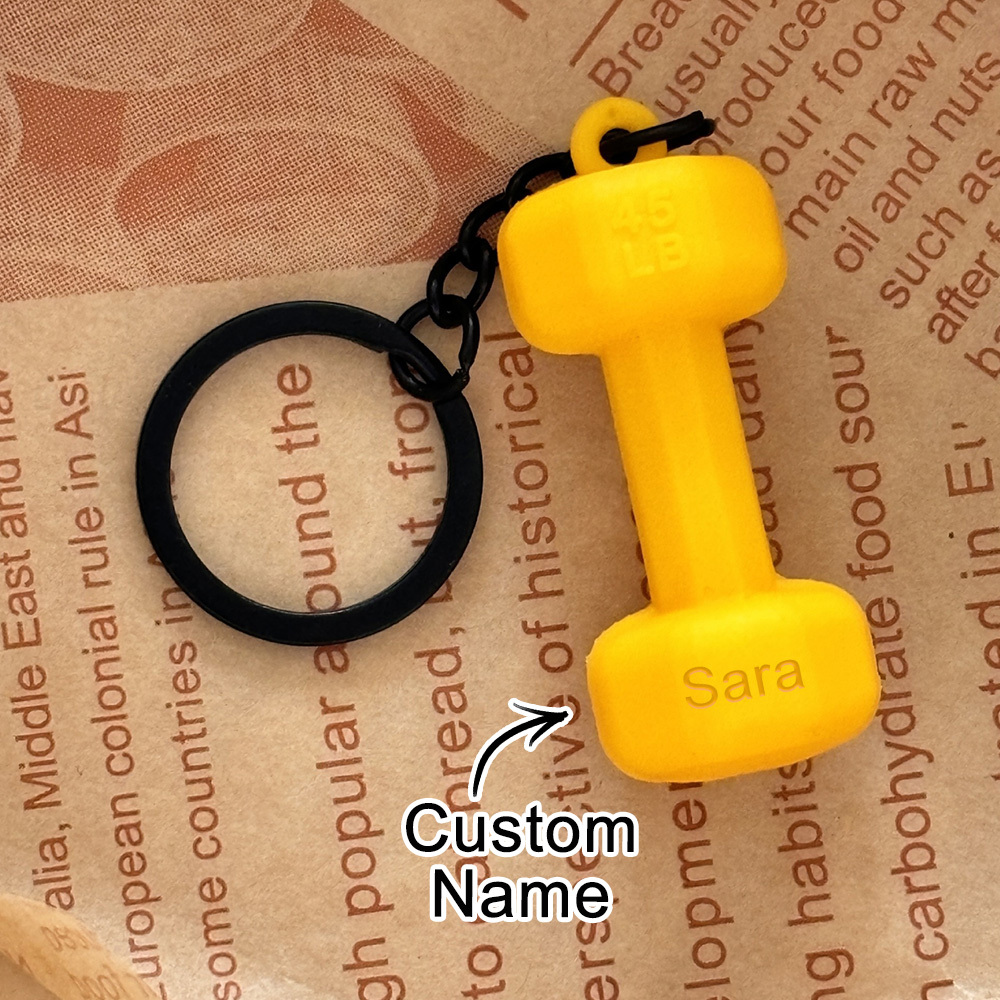 Dumbbell Keychain Accessories Equipment Pendant Metal Mini Backpack Keychain - CustomFaceStickers