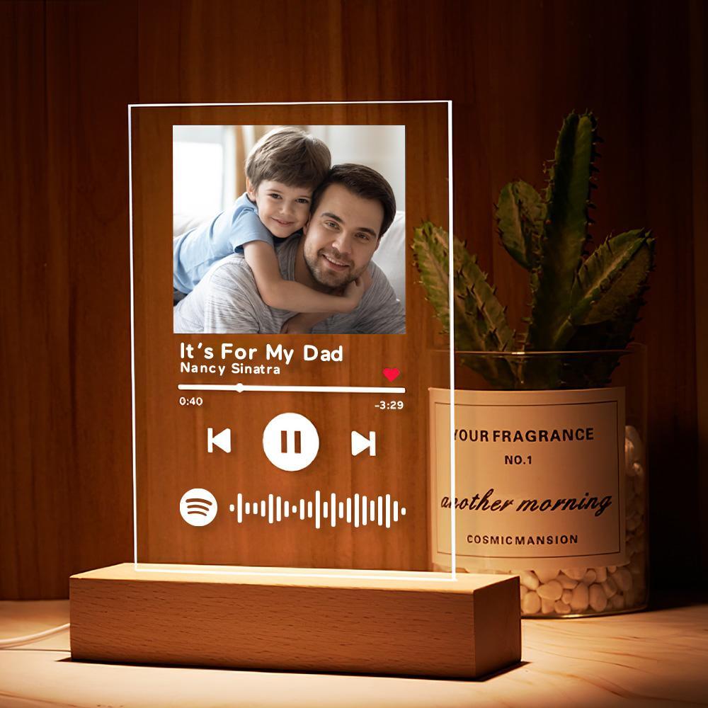 Father's Day Gift Custom Spotify Glass Night Light Scannable Spotify Music Code Plaque Artwork