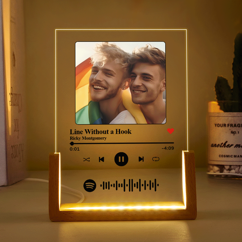 Custom LGBT Gift Custom Spotify Glass Scannable Spotify 7 Color U-Shaped Night Light