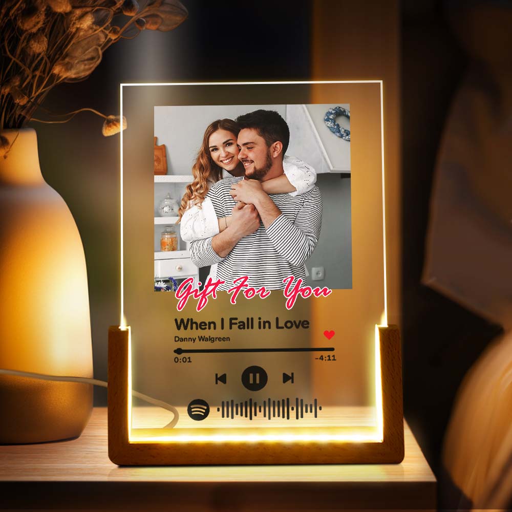 Gift for You Personalized Photo Acrylic Song Plaque Custom Spotify Plaque Night Light Lamp With Spotify Code -