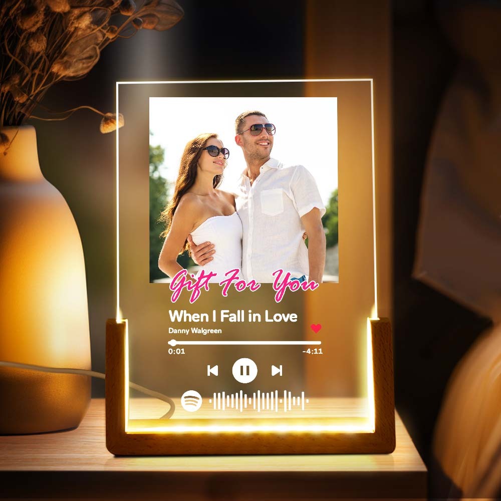 Gift for You Personalized Photo Acrylic Song Plaque Custom Spotify Plaque Night Light Lamp With Spotify Code -