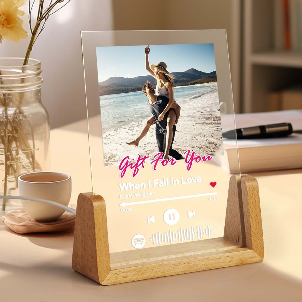 Gift for You Personalized Photo Acrylic Song Plaque Custom Spotify Plaque Night Light Lamp With Spotify Code -
