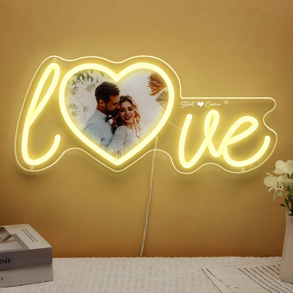 Custom Photo and Name Love Heart Neon Lamp - photomoonlamp