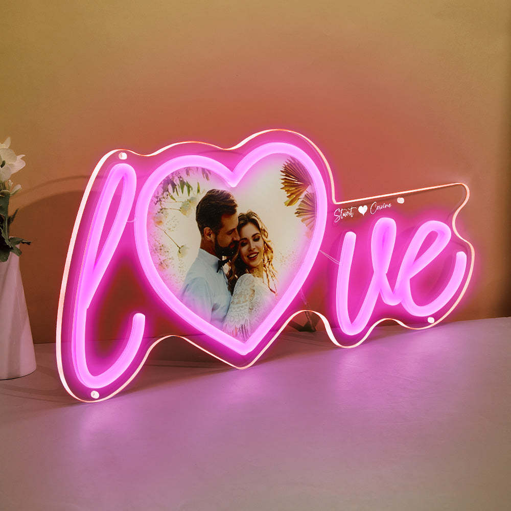 Custom Photo and Name Love Heart Neon Lamp - photomoonlamp