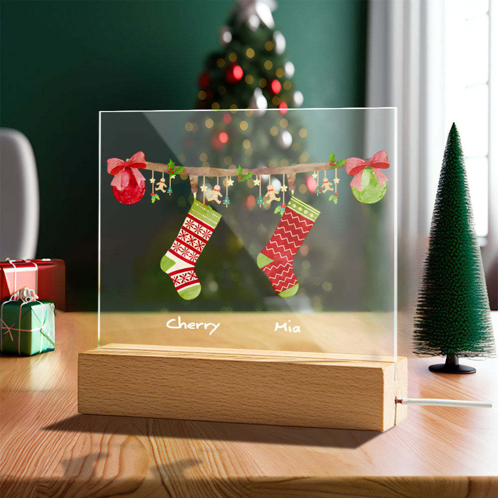 Custom Name Personalized Socks Quantity Night Light Christmas Gift -