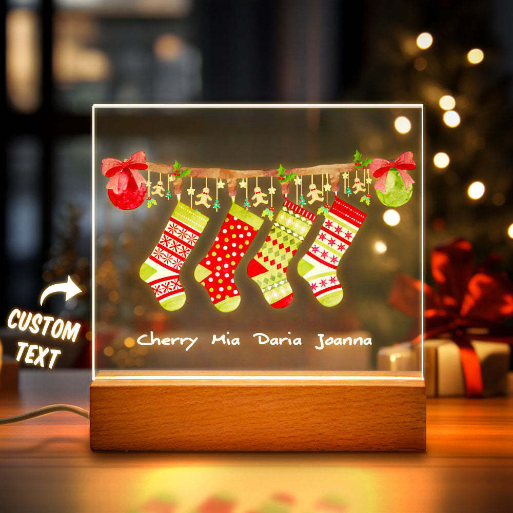 Custom Name Personalized Socks Quantity Night Light Christmas Gift -