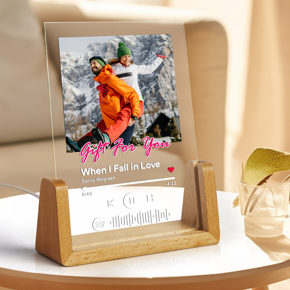 7 Color Photo Night Light Custom Spotify Scannable Music Code Plaque Lamp Gifts For Her -