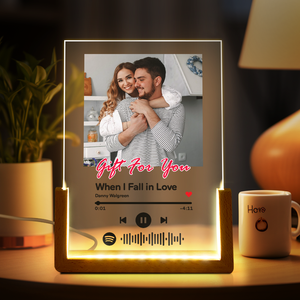 7 Color Photo Night Light Custom Spotify Scannable Music Code Plaque Lamp Gifts For Her -