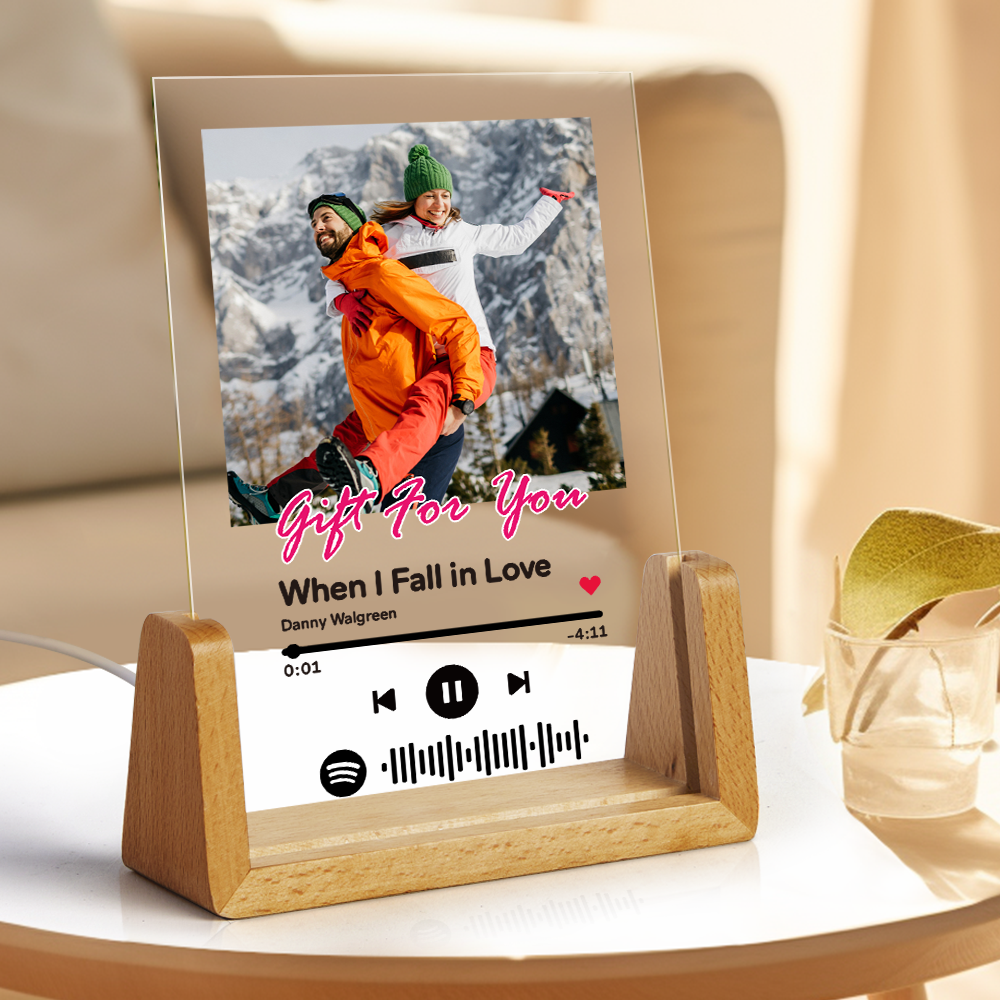 7 Color Photo Night Light Custom Spotify Scannable Music Code Plaque Lamp Gifts For Her -