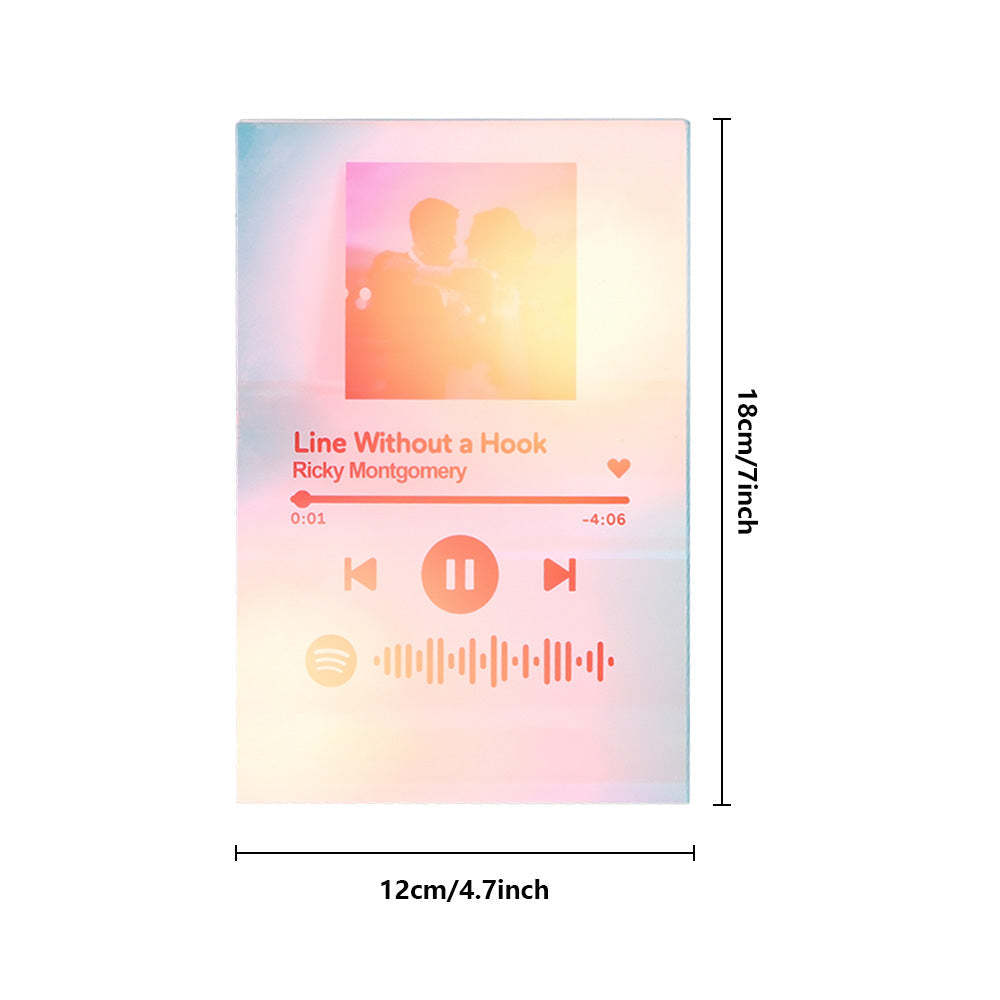 Personalized Photo Holographic Laser Plaque Custom Spotify Code Christmas Gift -