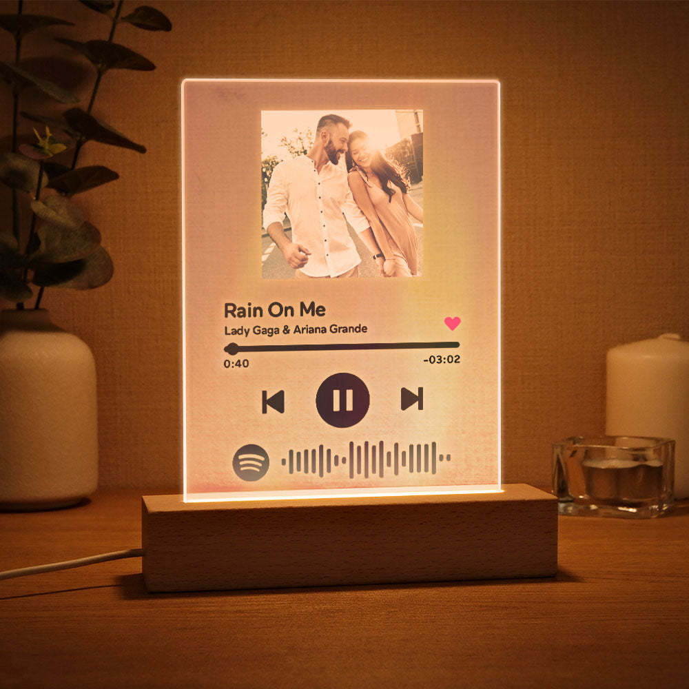 Personalized Photo Holographic Laser Plaque Custom Spotify Code Christmas Gift -