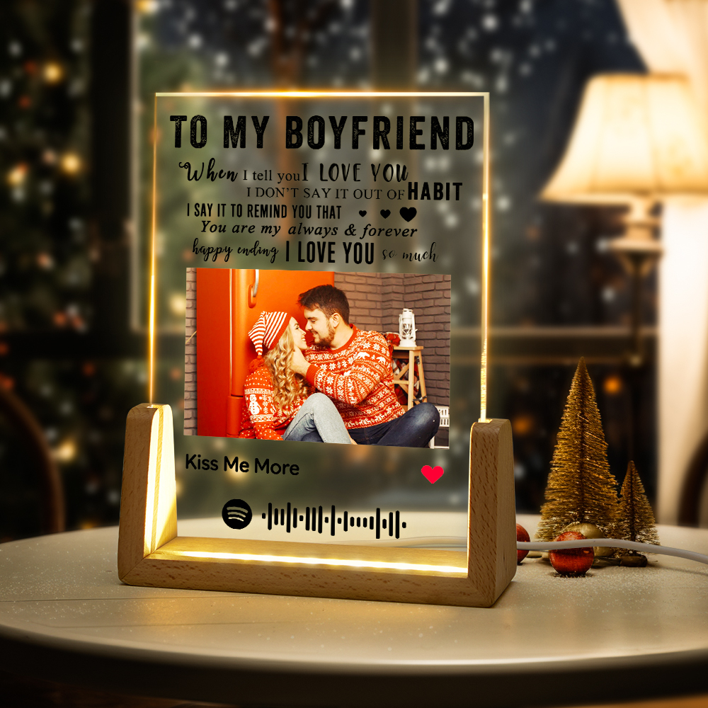 TO MY BOYFRIEND - Personalized Spotify Code Music Night Light Gift For Him -
