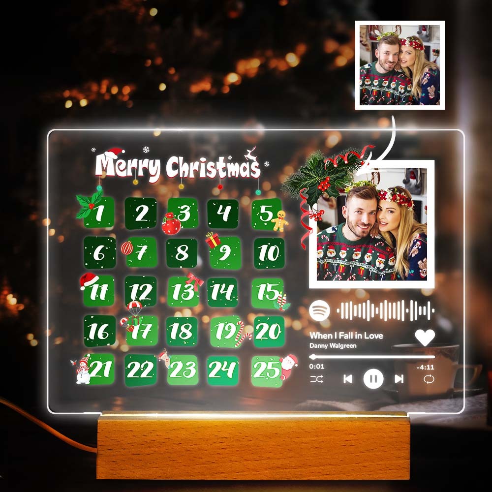 Custom Spotify Code Lamp Personalized Calendar Light Night Custom Christmas Gift for Girlfriend -