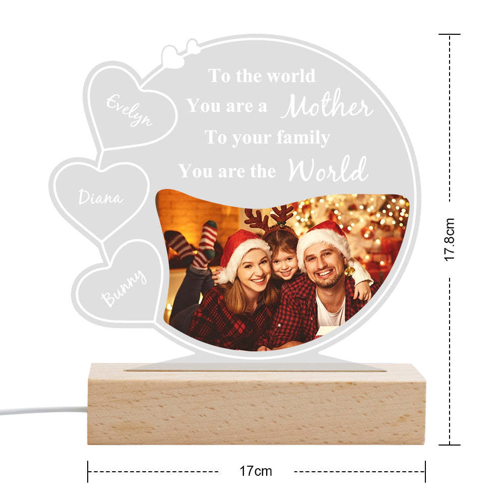 Custom Photo and Names Acrylic Plaque Lamp Gifts for Mom -