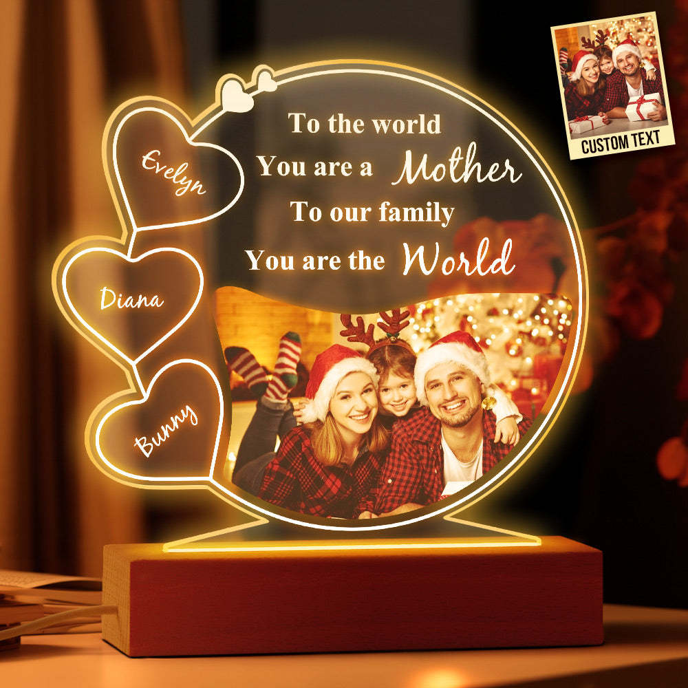 Custom Photo and Names Acrylic Plaque Lamp Gifts for Mom -