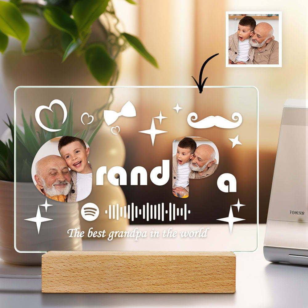 Custom Spotify Code Lamp Acrylic Music Plaque Night Light Family Gift for Grandpa -