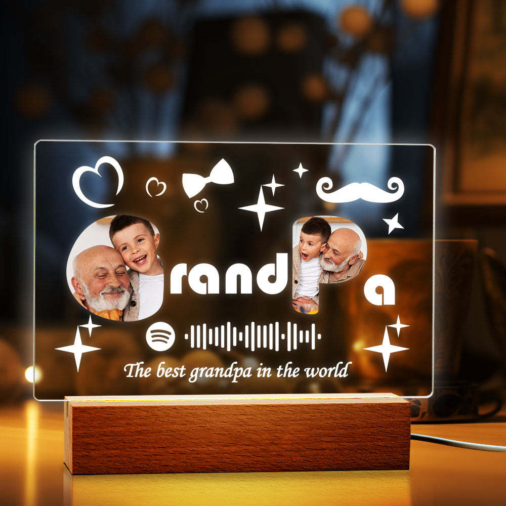 Custom Spotify Code Lamp Acrylic Music Plaque Night Light Family Gift for Grandpa -