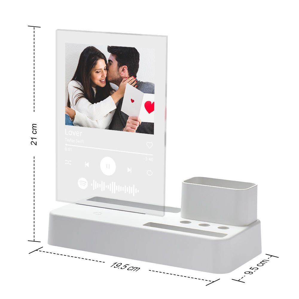 Personalized Photo Custom Spotify Code Acrylic Light Pen Holder Lamp