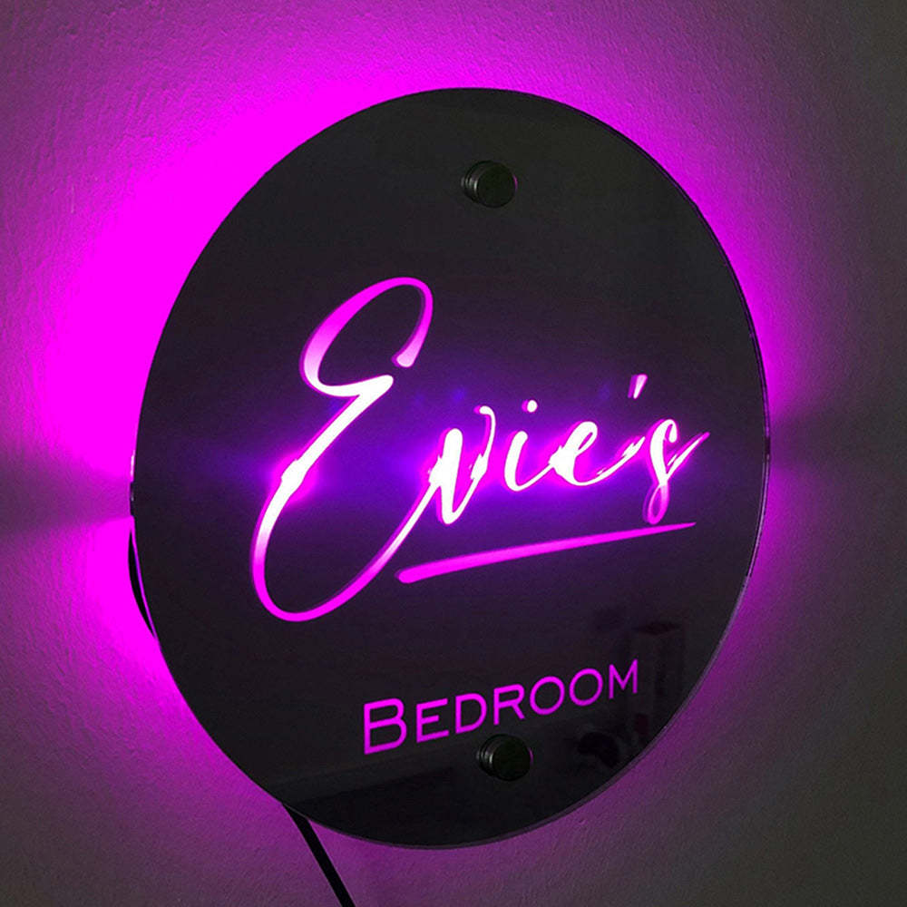 Custom Name Round Mirror Marquee Light Gift -