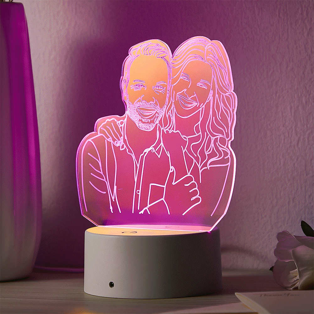 Custom Photo Transparent Gradient Color Acrylic Lamp LED Colorful Night Light  Home Decoration For Her -