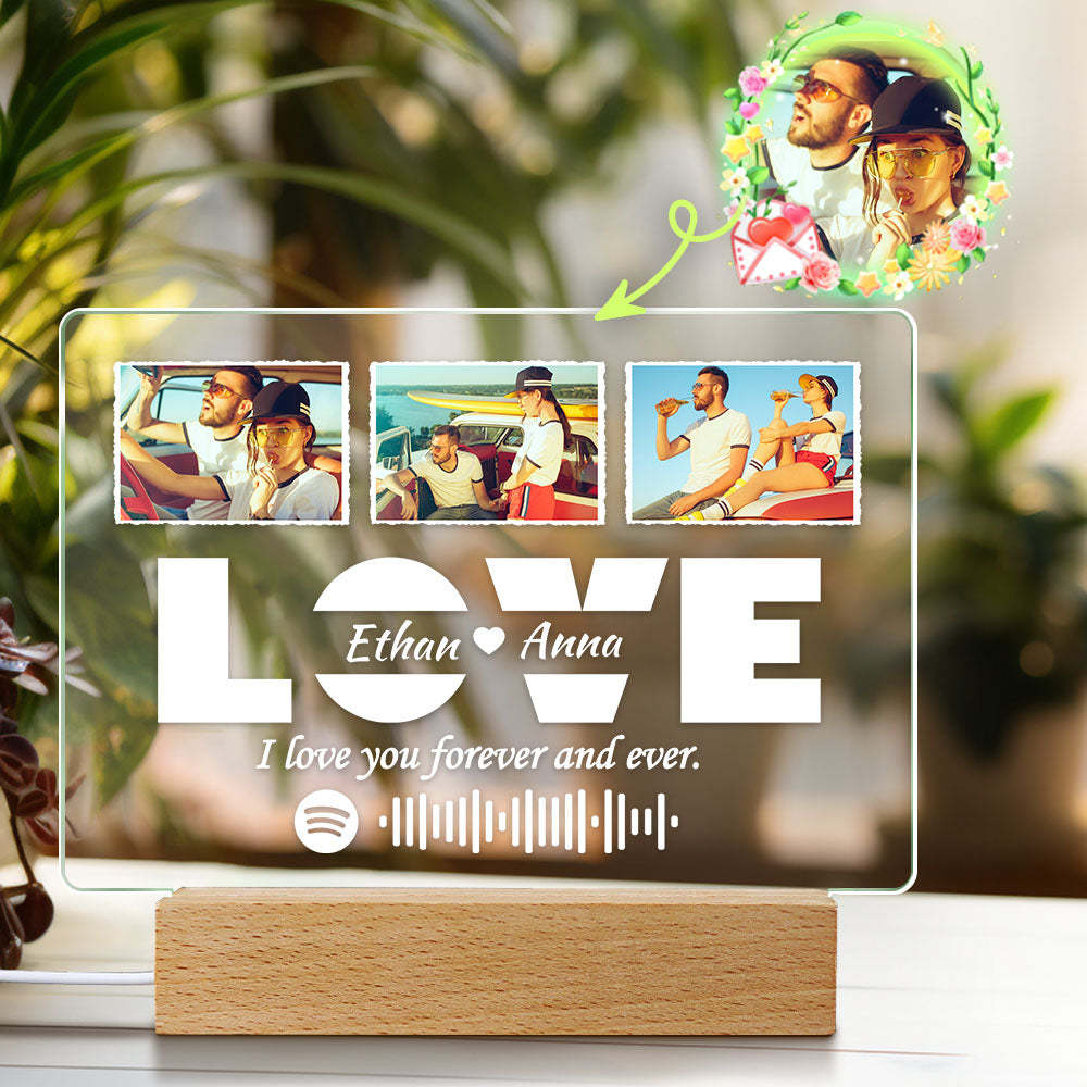 Custom Lamp Spotify Code Lamp Acrylic Music Plaque Night Light Valentines Day Gift -