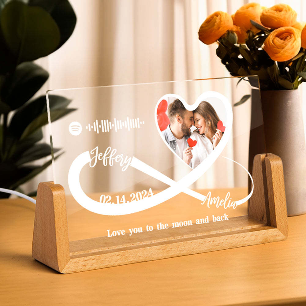 Valentine's Day Infinite Love Acrylic Custom Spotify Code&Name Night Lignt -