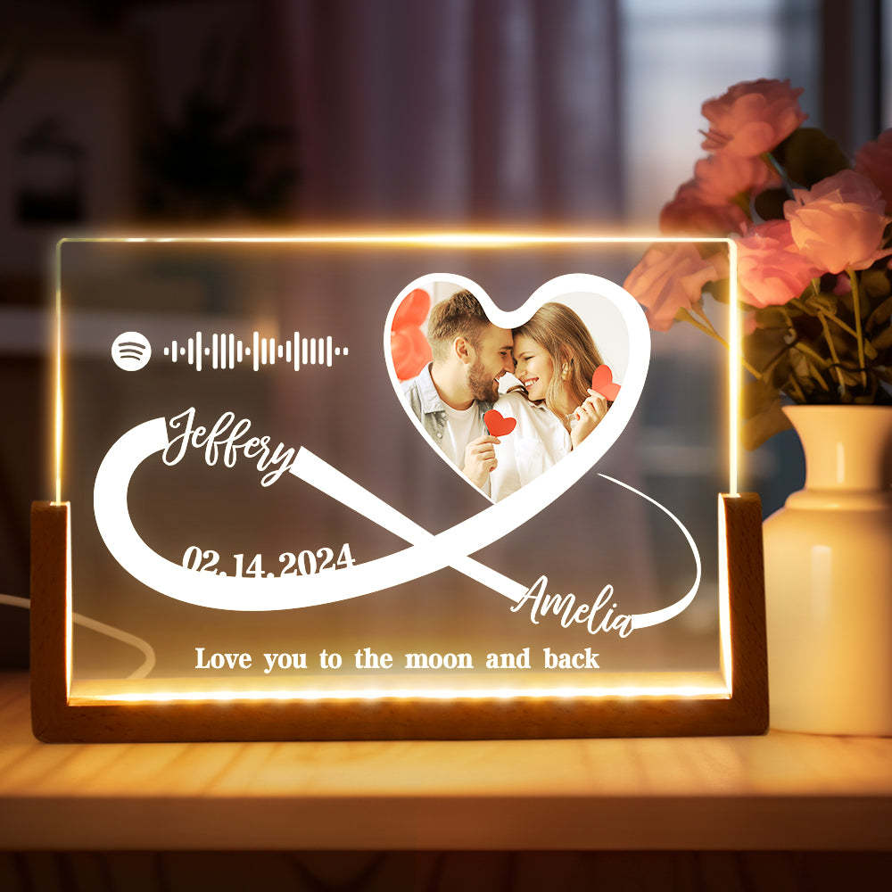 Valentine's Day Infinite Love Acrylic Custom Spotify Code&Name Night Lignt -
