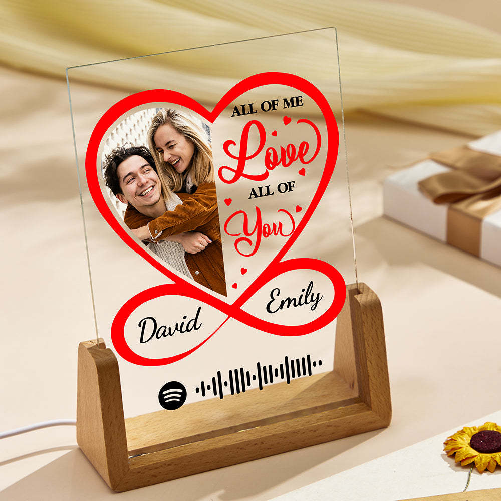 Custom Spotify Code Night Lignt With Photo & Spotify Code Valentine's Day gift for Her -