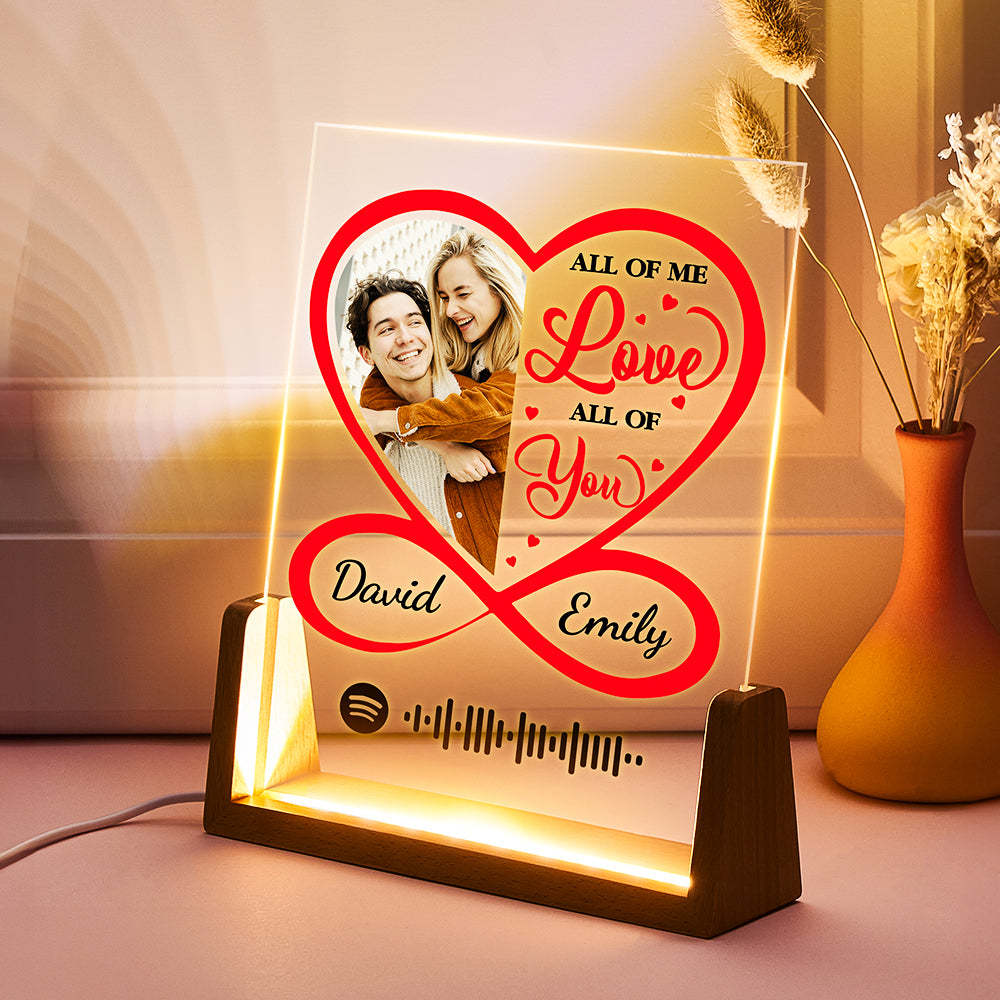 Custom Spotify Code Night Lignt With Photo & Spotify Code Valentine's Day gift for Her -