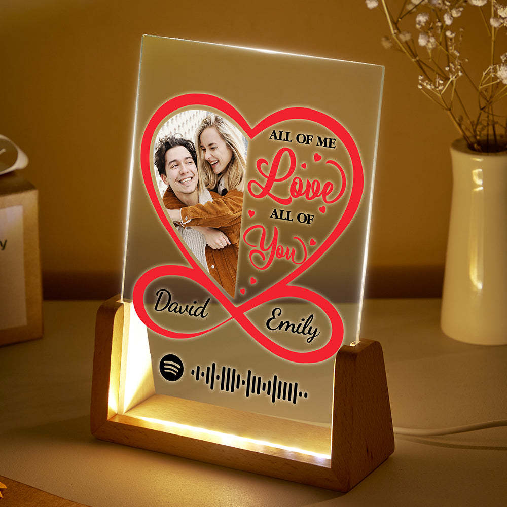 Custom Spotify Code Night Lignt With Photo & Spotify Code Valentine's Day gift for Her -