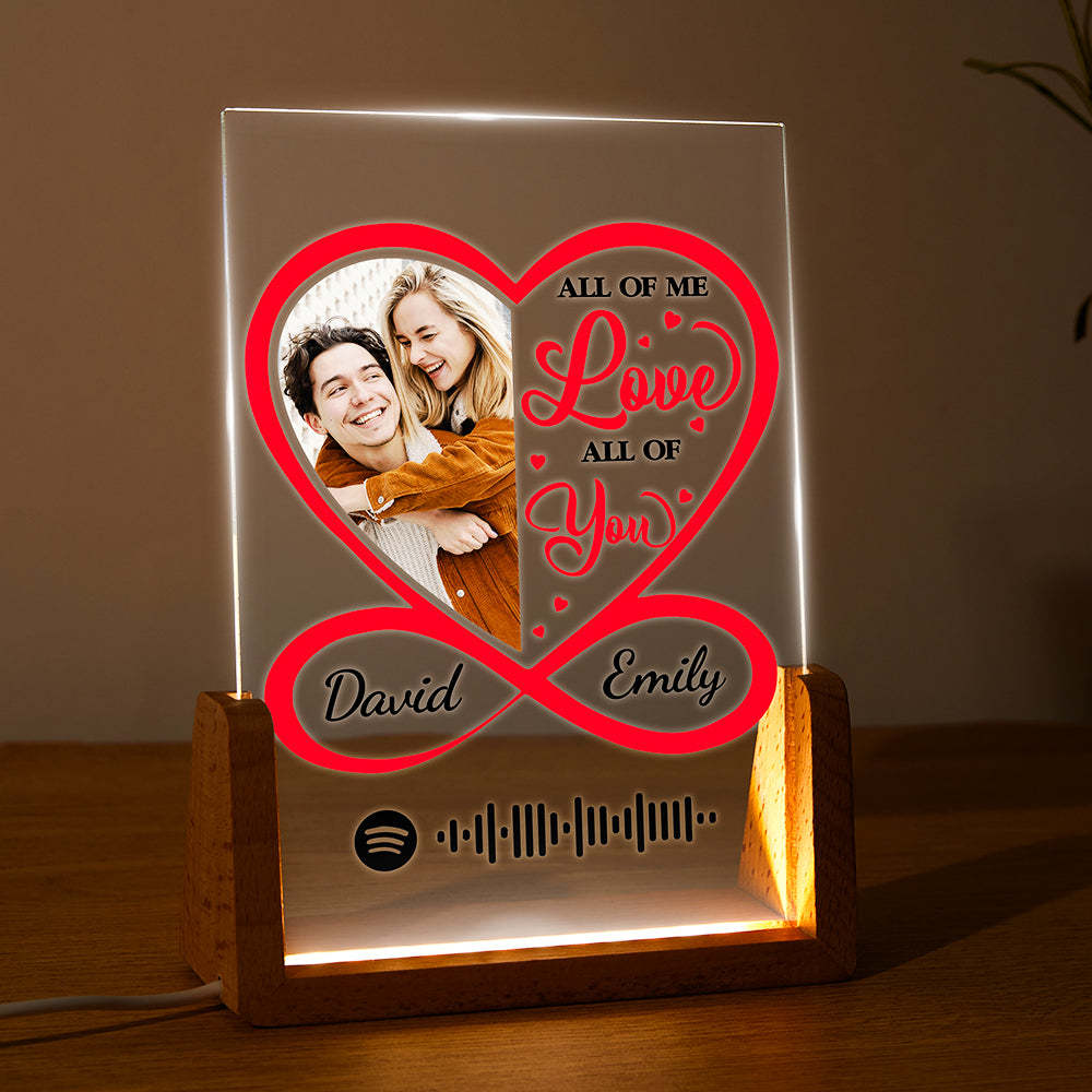 Custom Spotify Code Night Lignt With Photo & Spotify Code Valentine's Day gift for Her -