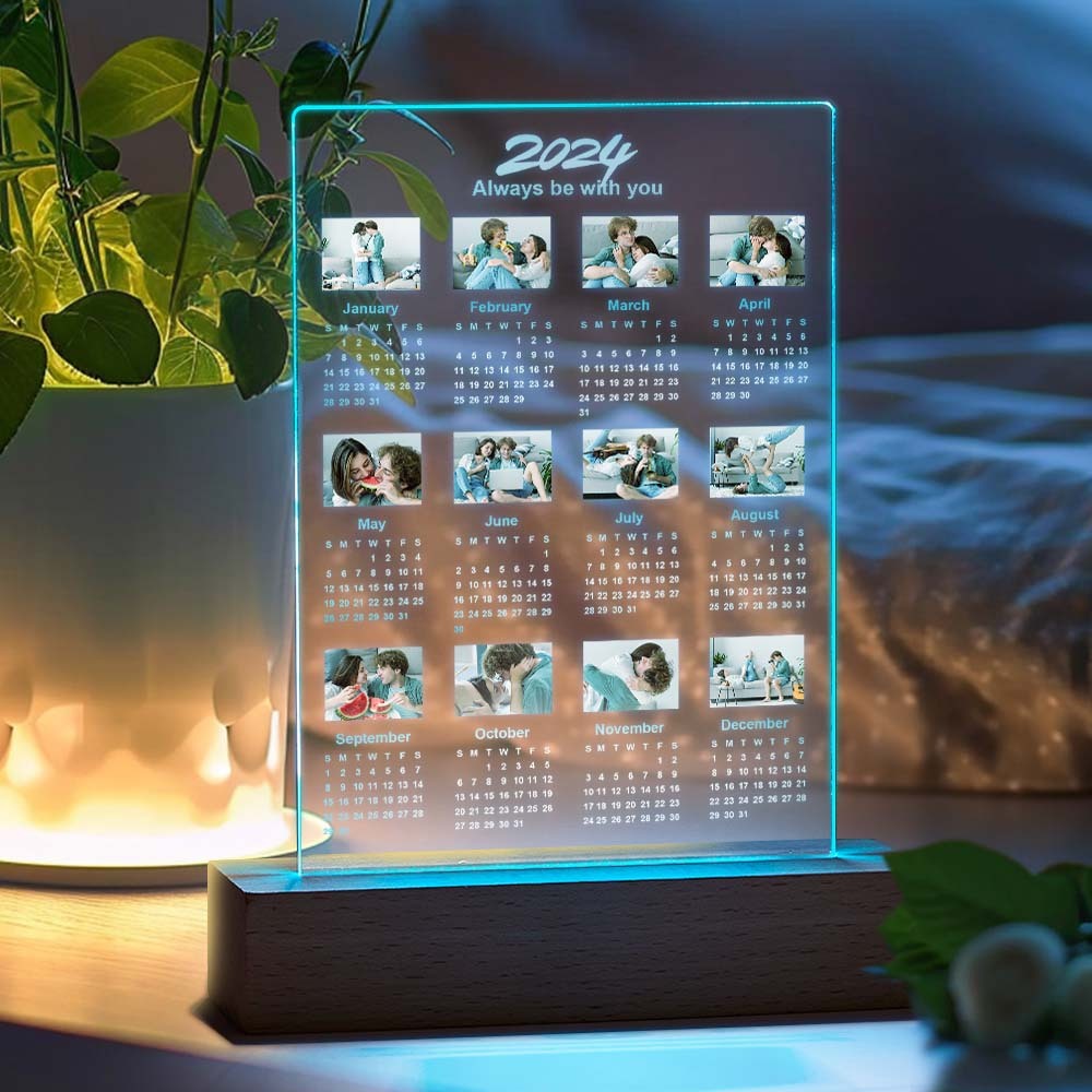 Personalized 2024 Calendar LED Light with Photo Valentine Gifts for Couple