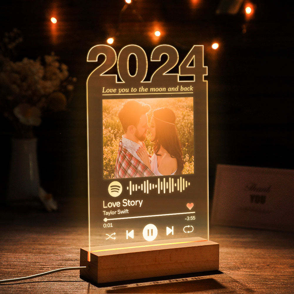 Personalized 2024 Spotify Night Light Custom Photo Lamp Room Decor Acrylic Plaque for Girlfriend -
