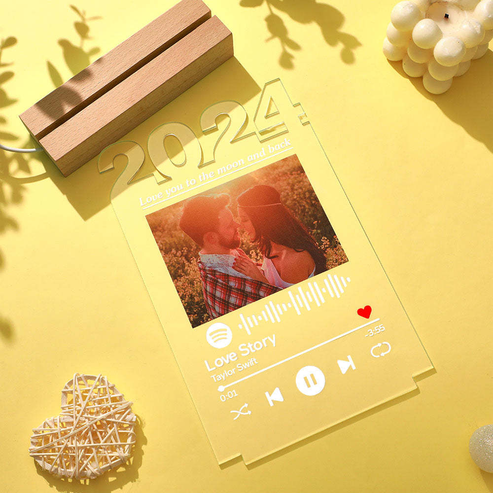 Personalized 2024 Spotify Night Light Custom Photo Lamp Room Decor Acrylic Plaque for Girlfriend -