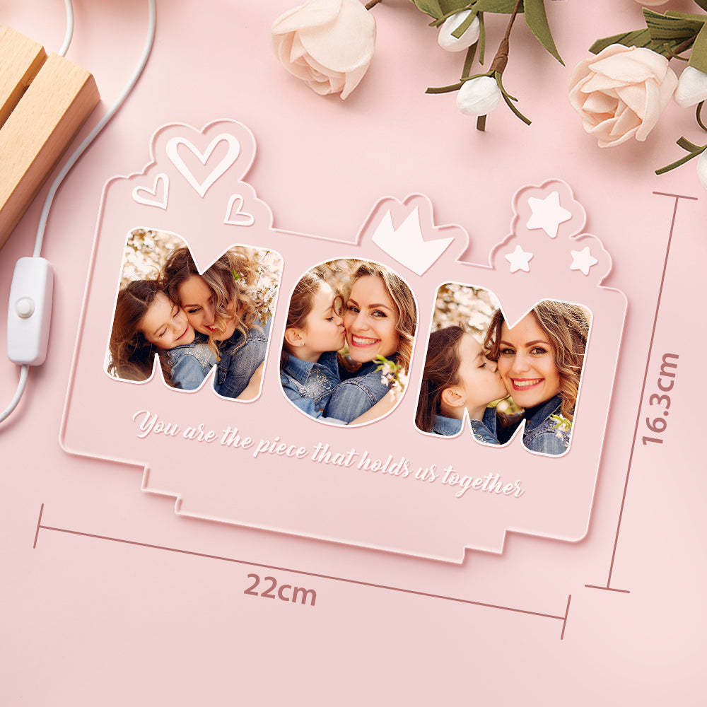 Custom Acrylic Night Light Personalized Mom Photo Lamp Mother's Day Gifts -