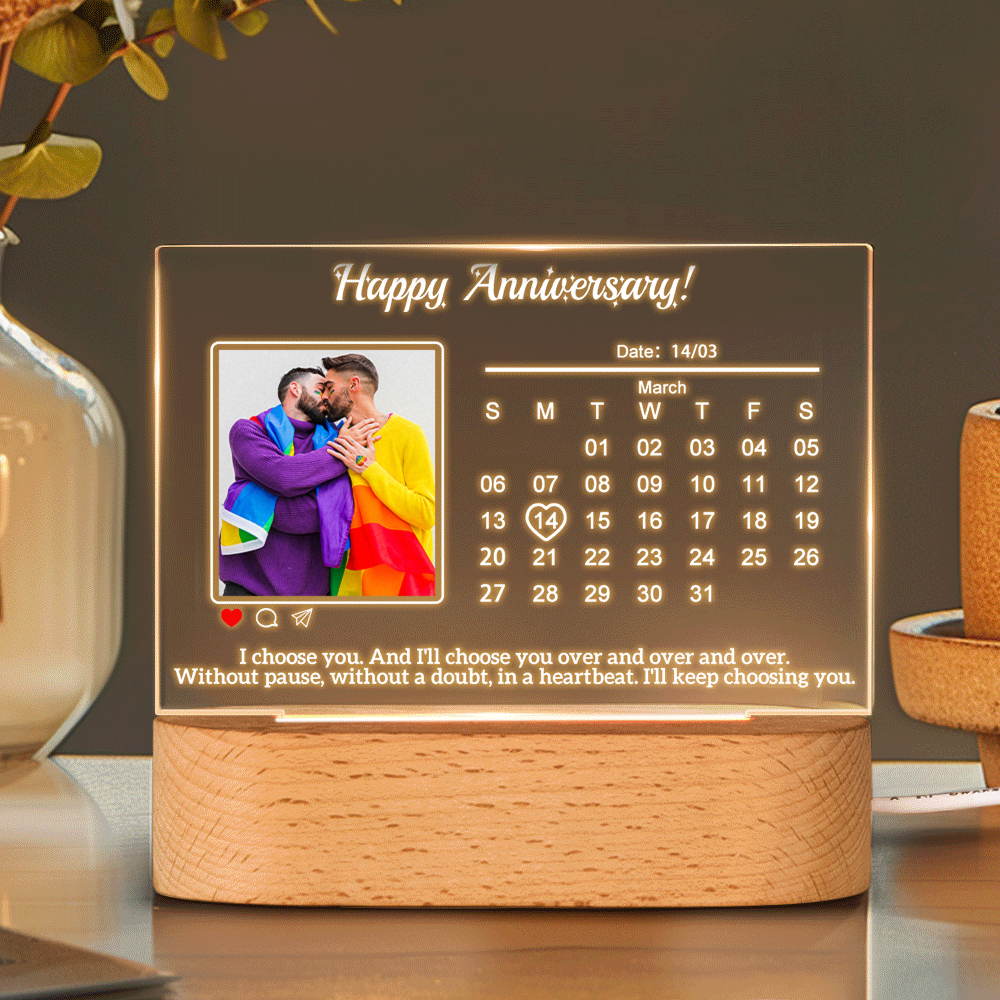 Custom Pride Gifts Anniversary Gifts Calendar Night Light Custom Photo Night Light Gifts for LGBT