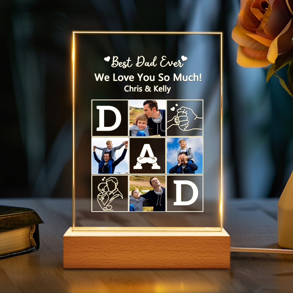 Personalized Photo Lamp Night Light Fathers Day Gifts Personalized Gifts Gift for Dad Best Dad Ever Custom Name Light