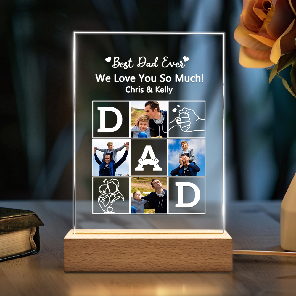 Personalized Photo Lamp Night Light Fathers Day Gifts Personalized Gifts Gift for Dad Best Dad Ever Custom Name Light
