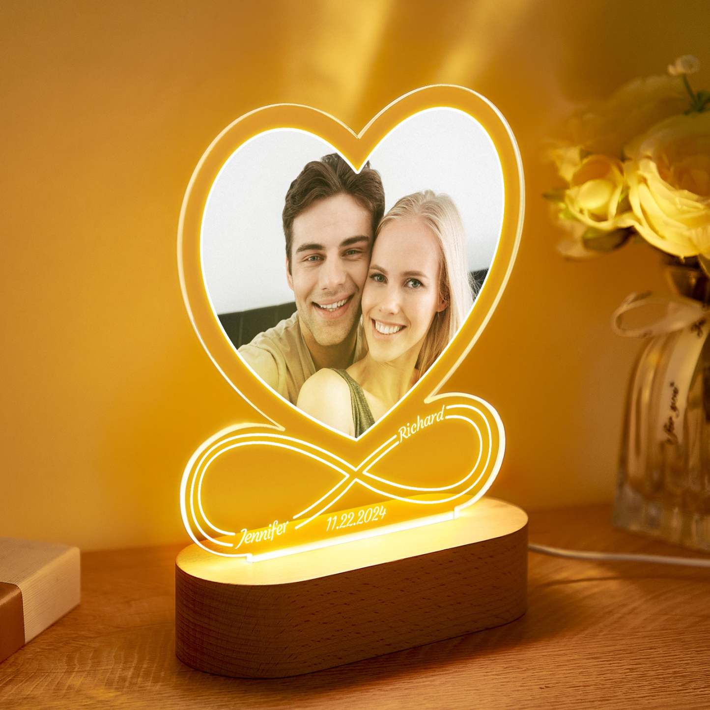 Personalized Gifts Night Light Love Lamp Infinite Love Customized Gifts for Women Men Couple Valentines Anniversary Customizable Gifts for Him Her Boyfriend Girlfriend -
