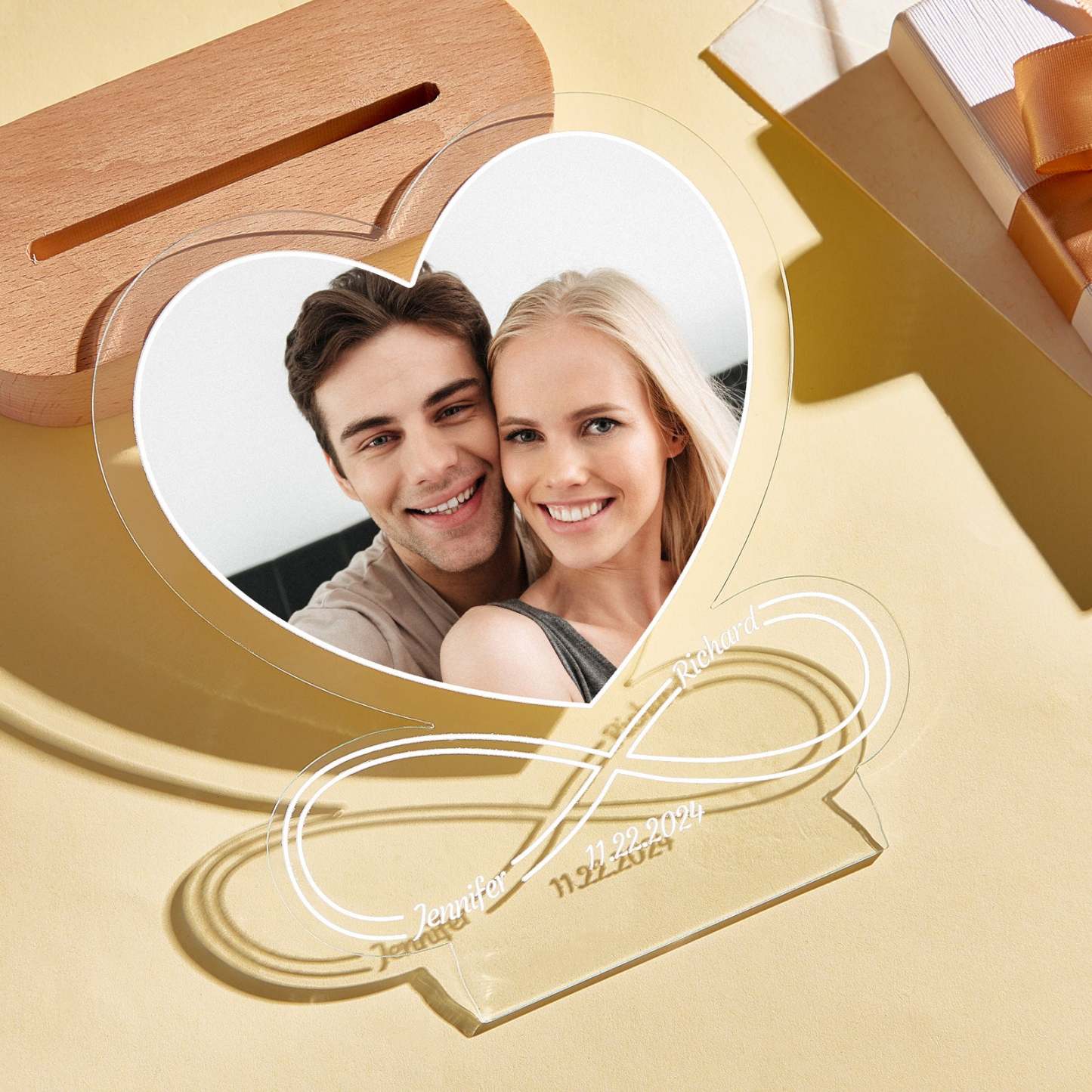 Personalized Gifts Night Light Love Lamp Infinite Love Customized Gifts for Women Men Couple Valentines Anniversary Customizable Gifts for Him Her Boyfriend Girlfriend -