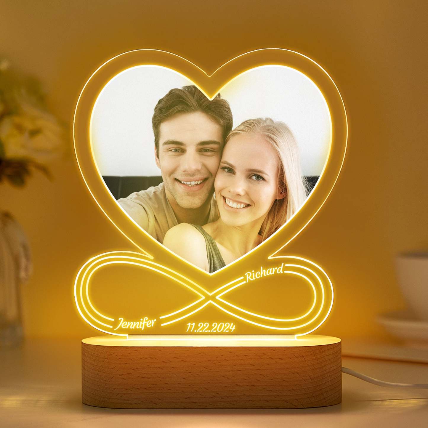 Personalized Gifts Night Light Love Lamp Infinite Love Customized Gifts for Women Men Couple Valentines Anniversary Customizable Gifts for Him Her Boyfriend Girlfriend -