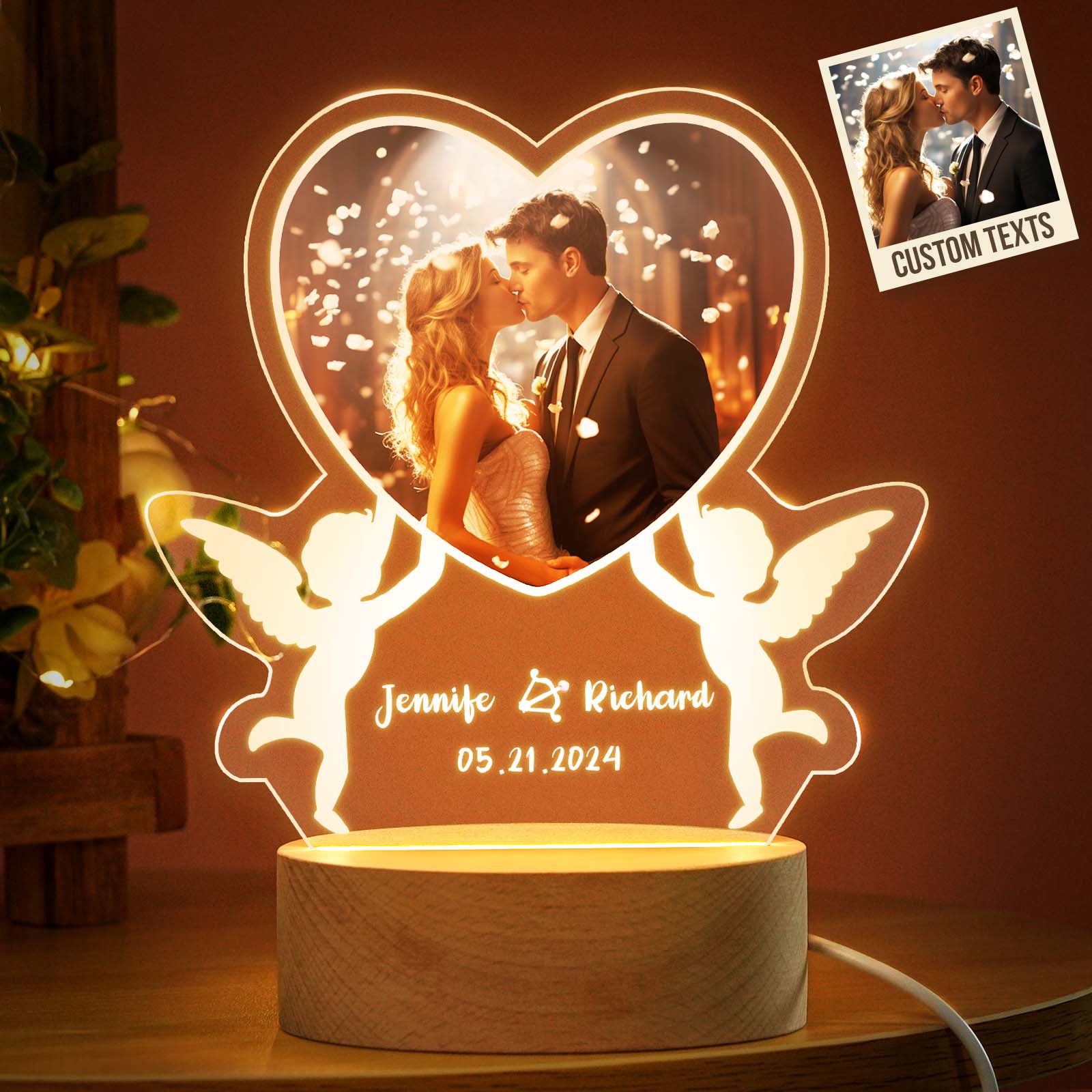 Personalized Gifts for Her Him Custom Night Light with Picture Text Valentines Day Gifts Wedding Gifts Gifts for Birthday Anniversary Gifts for Women Men Wife Husband Girlfriend Boyfriend Couple