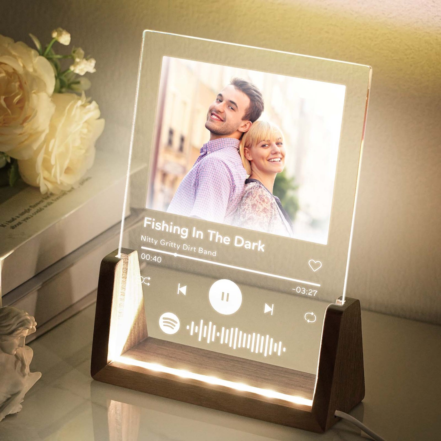 Personalized Photo Acrylic Song Plaque Custom Spotify Music Code Night Light Lamp Anniversary Gift