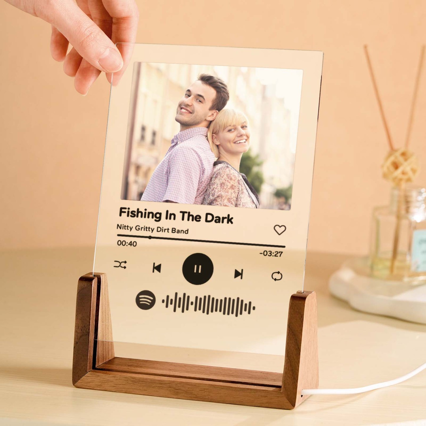 Personalized Photo Acrylic Song Plaque Custom Spotify Music Code Night Light Lamp Anniversary Gift