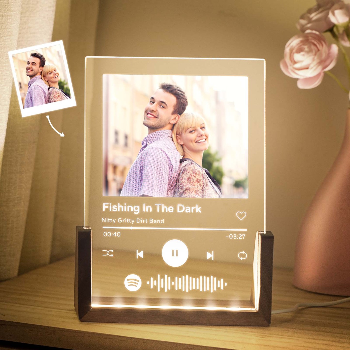 Personalized Photo Acrylic Song Plaque Custom Spotify Music Code Night Light Lamp Anniversary Gift